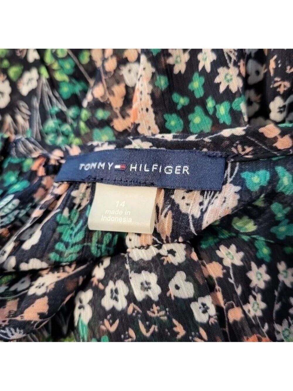 Tommy Hilfiger Floral Puff-Sleeve Midi Dress Size 14 - Picture 7 of 9